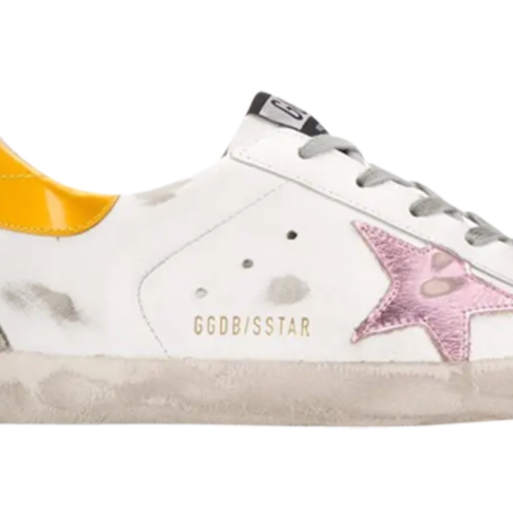Golden Goose Superstar Pink Star sneakers with box and packaging